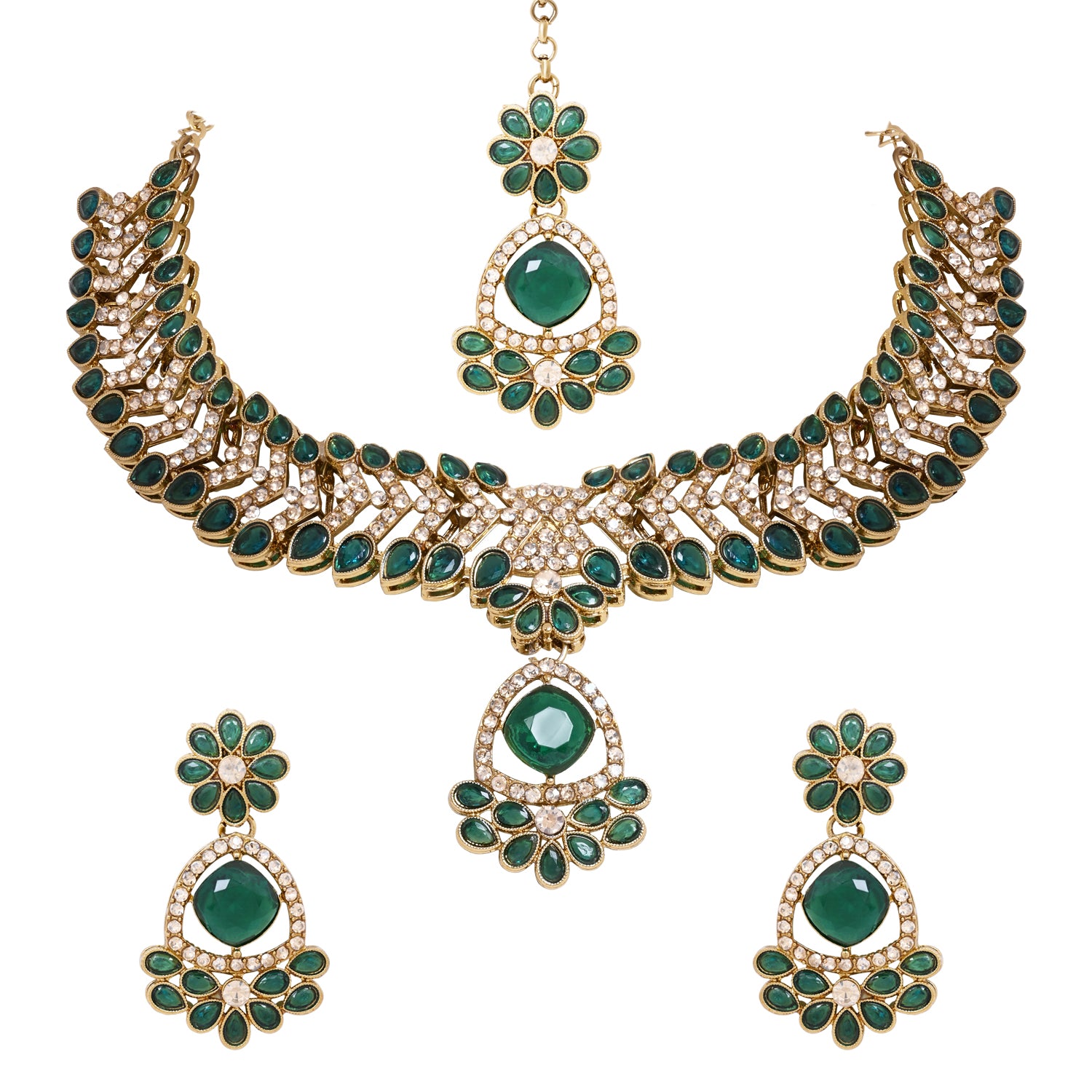Aryahi - Bold Green Necklace Set