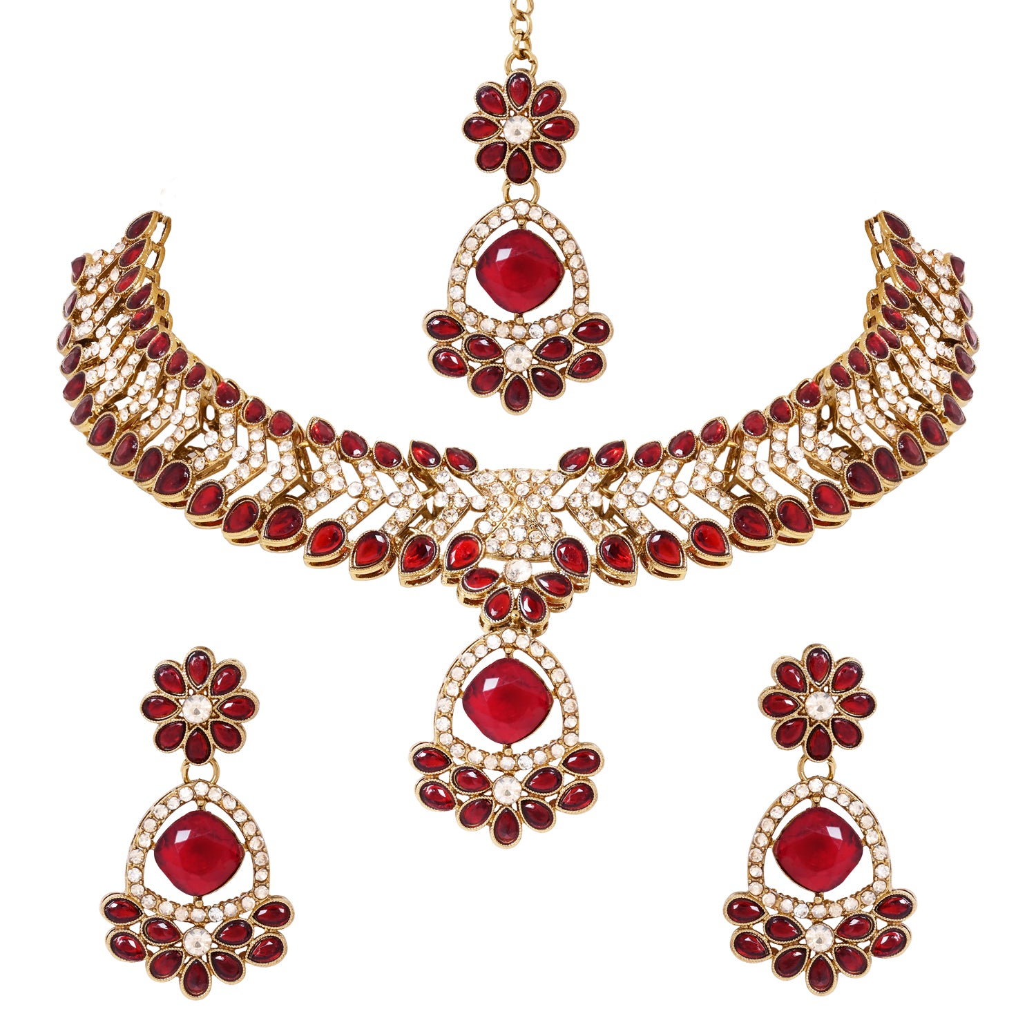 Aryahi - Bold Maroon Bridal Necklace Set