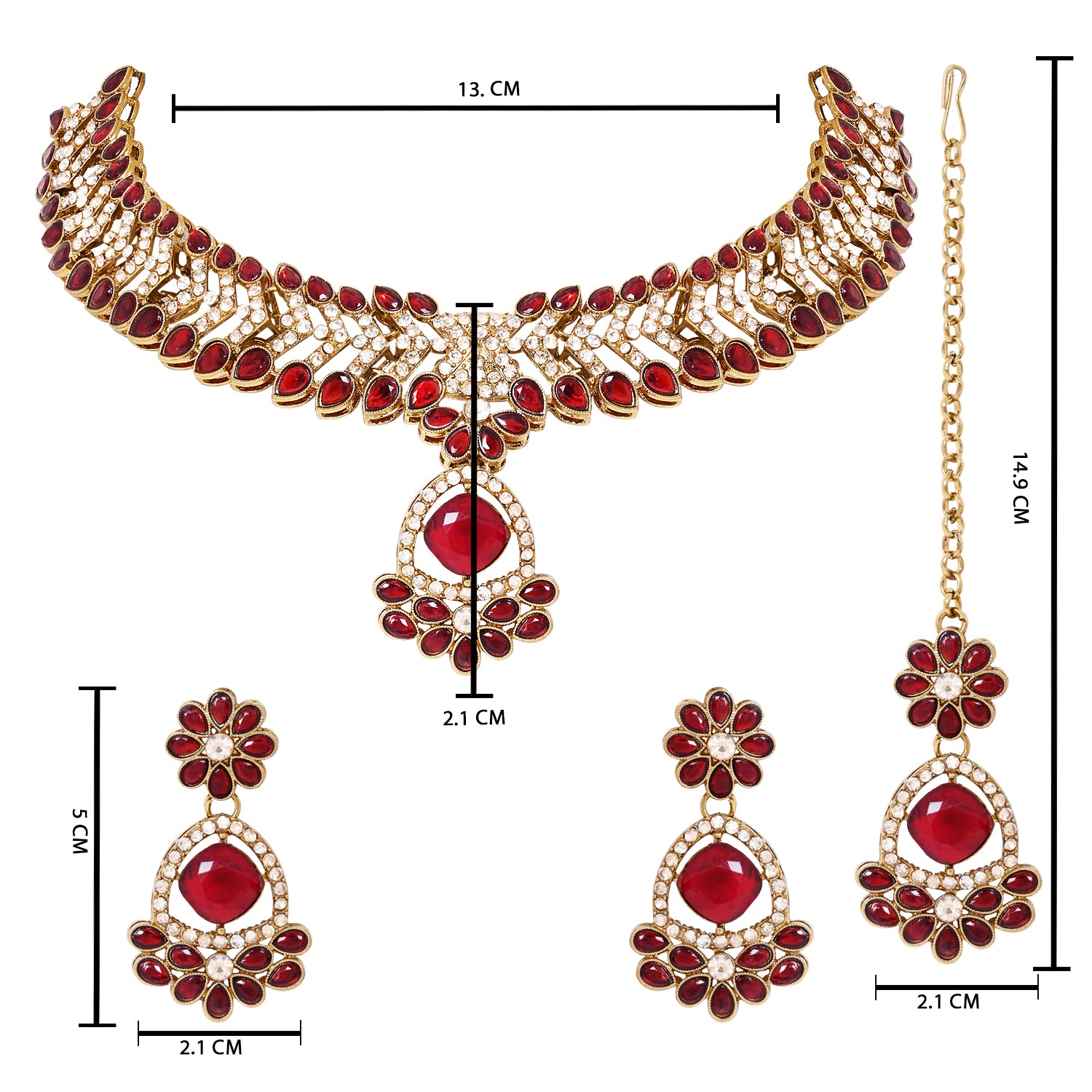 Aryahi - Bold Maroon Bridal Necklace Set
