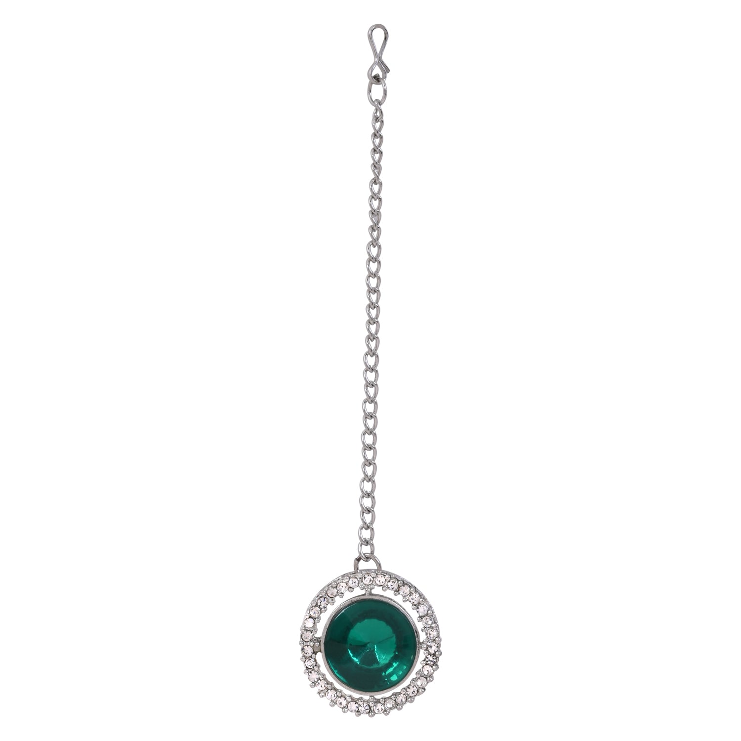 Lipsa - Emerald Green Silver Plated Necklace Set