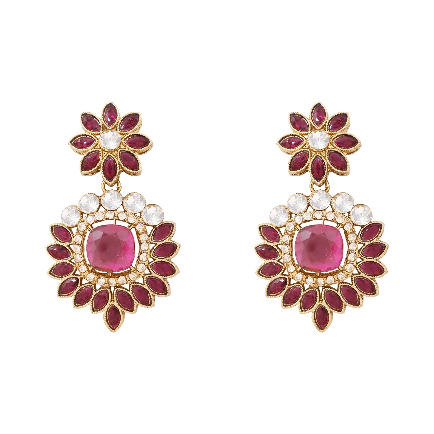Ashvika - Emerald Wine Gold Plated Dual Layer Necklace Set