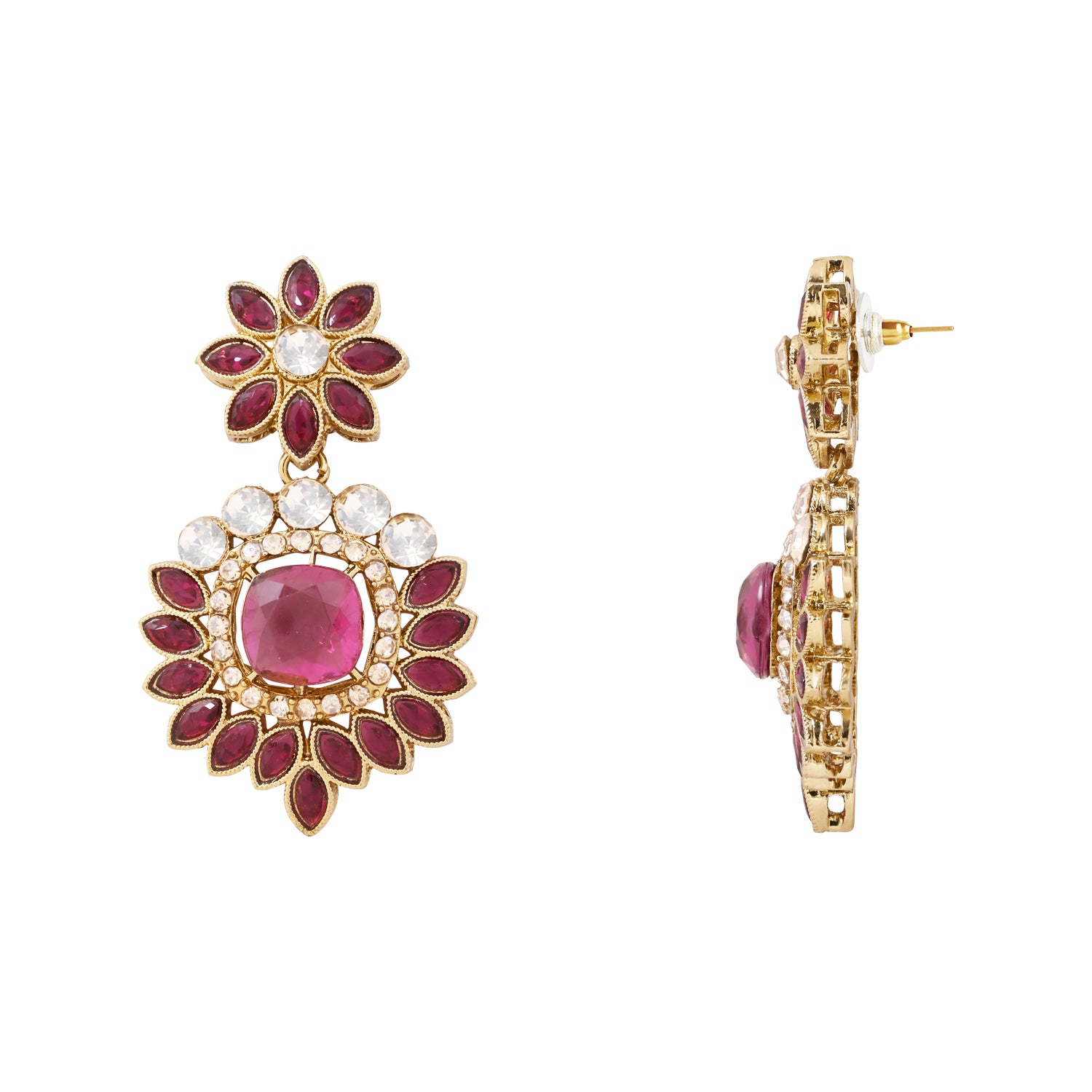 Ashvika - Emerald Wine Gold Plated Dual Layer Necklace Set