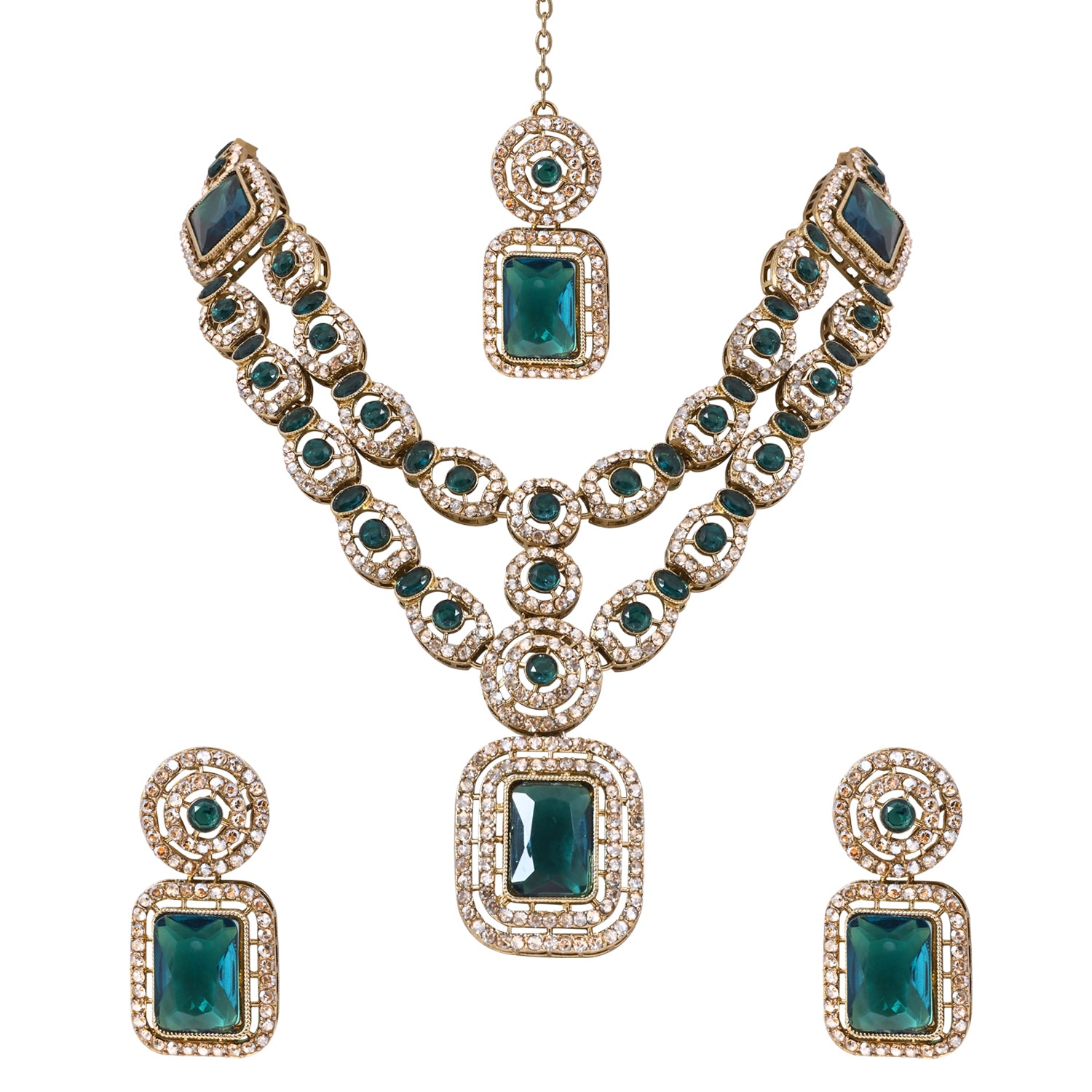 Divyani - Green Kundan Statement Necklace Set