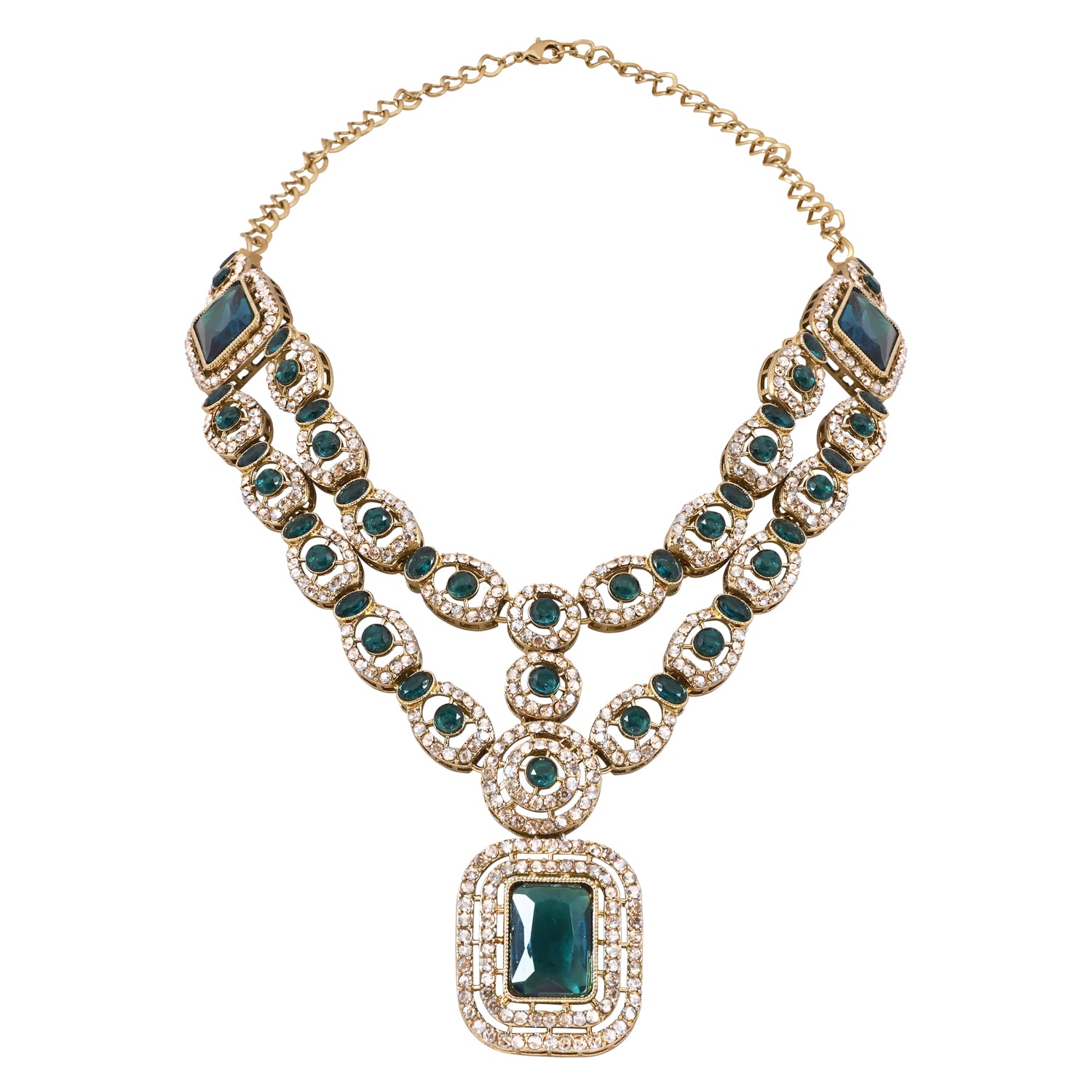Divyani - Green Kundan Statement Necklace Set
