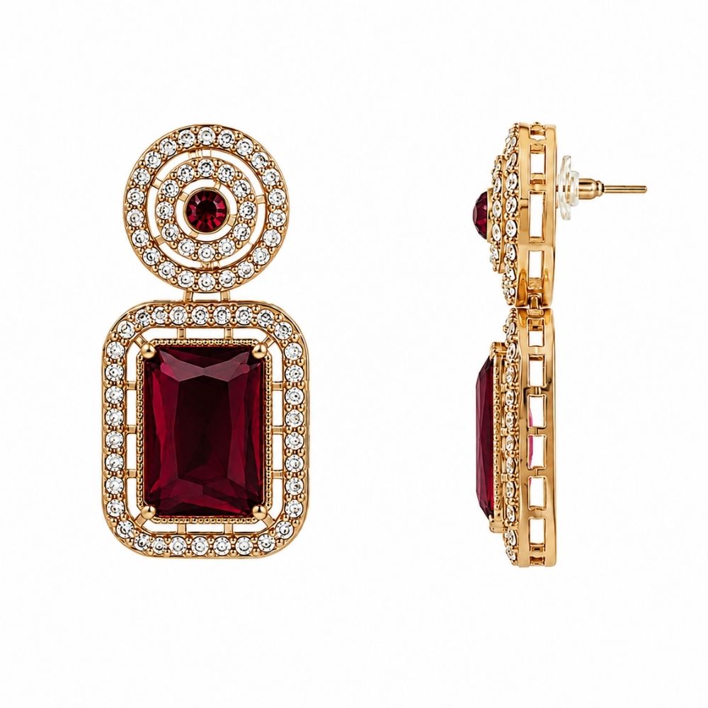 Divyani - Wine Kundan Statement Necklace Set