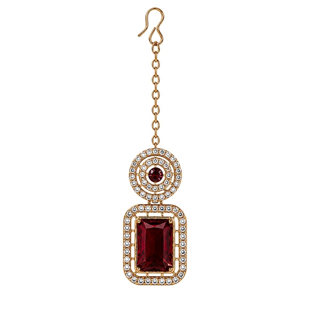 Divyani - Wine Kundan Statement Necklace Set