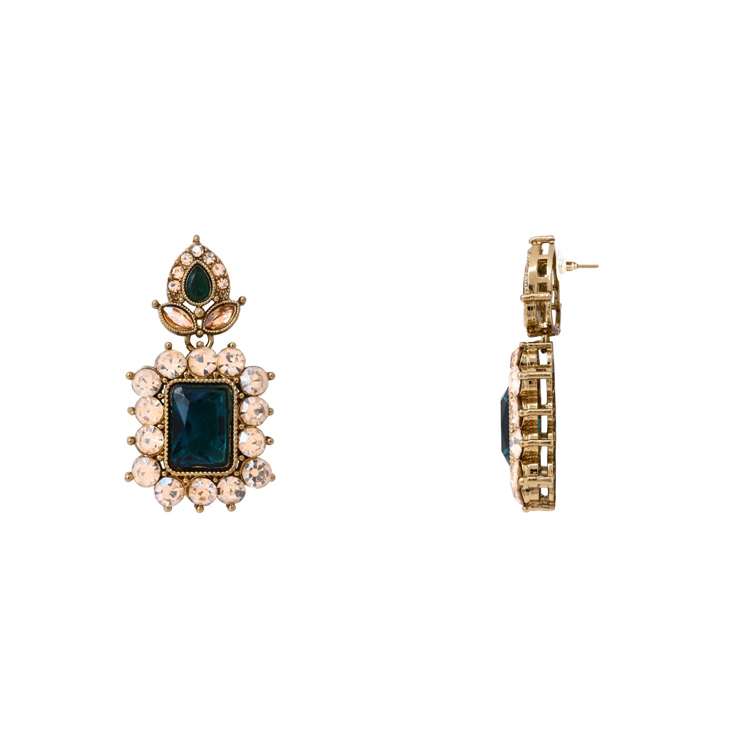 Dyuthi - Green Teal Stone Classic Necklace Set