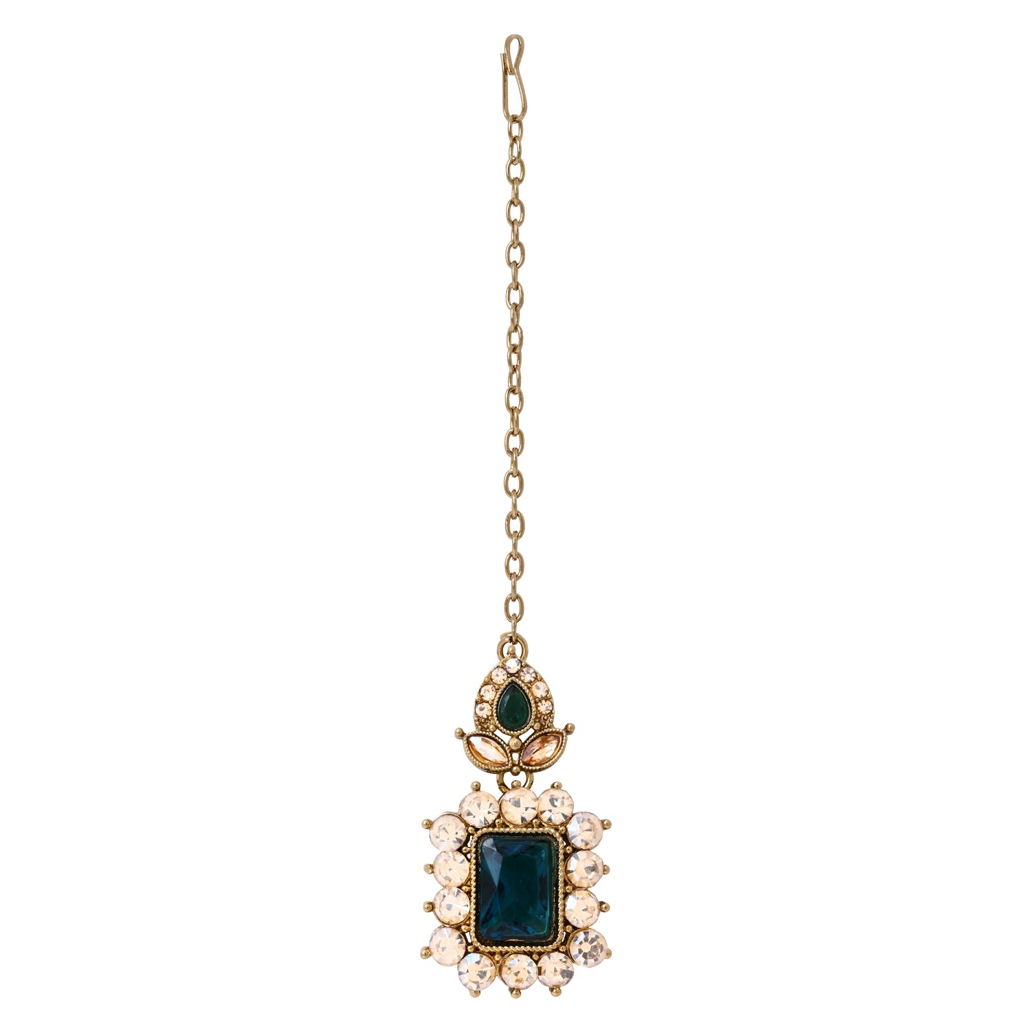 Dyuthi - Green Teal Stone Classic Necklace Set