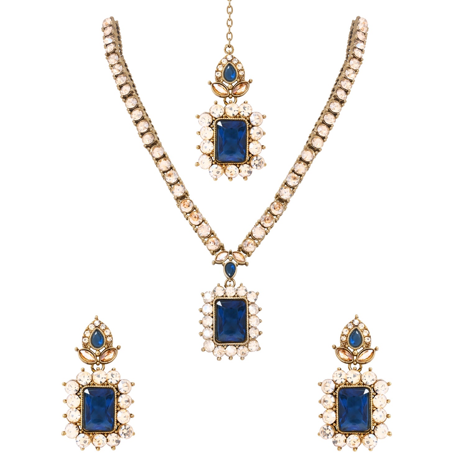 Dyuthi - MontanaTeal Stone Classic Necklace Set