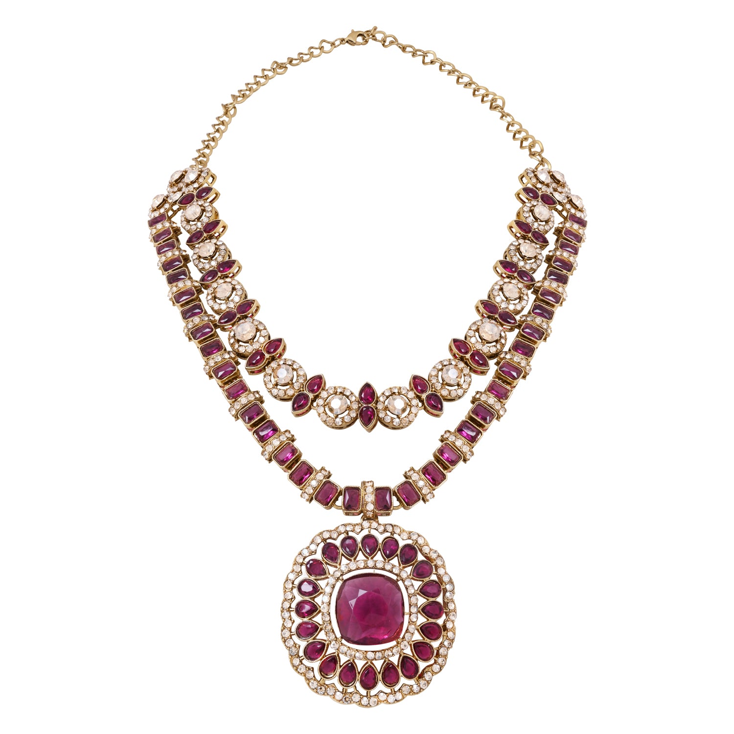 Ishira - Wine Square Necklace Set