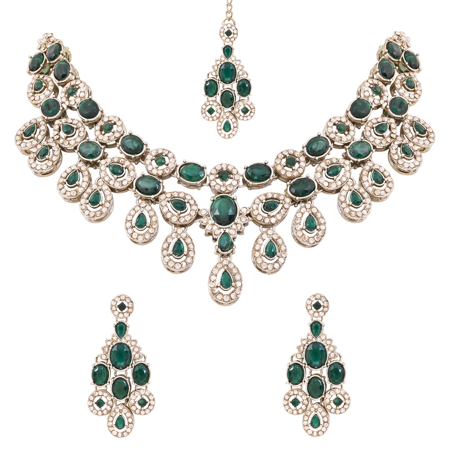 Nayesha - Vintage Green Kundan Bridal Necklace Set