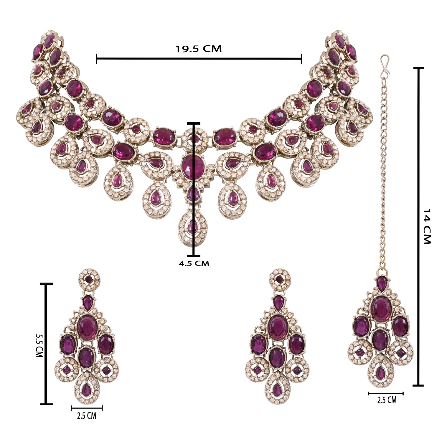 Nayesha - Vintage Wine Kundan Bridal Necklace Set