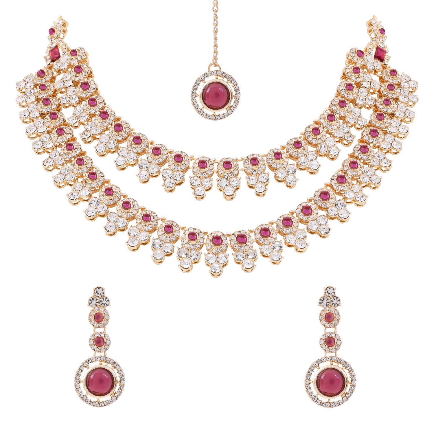 Shravi - Wine Kundan Necklace Set