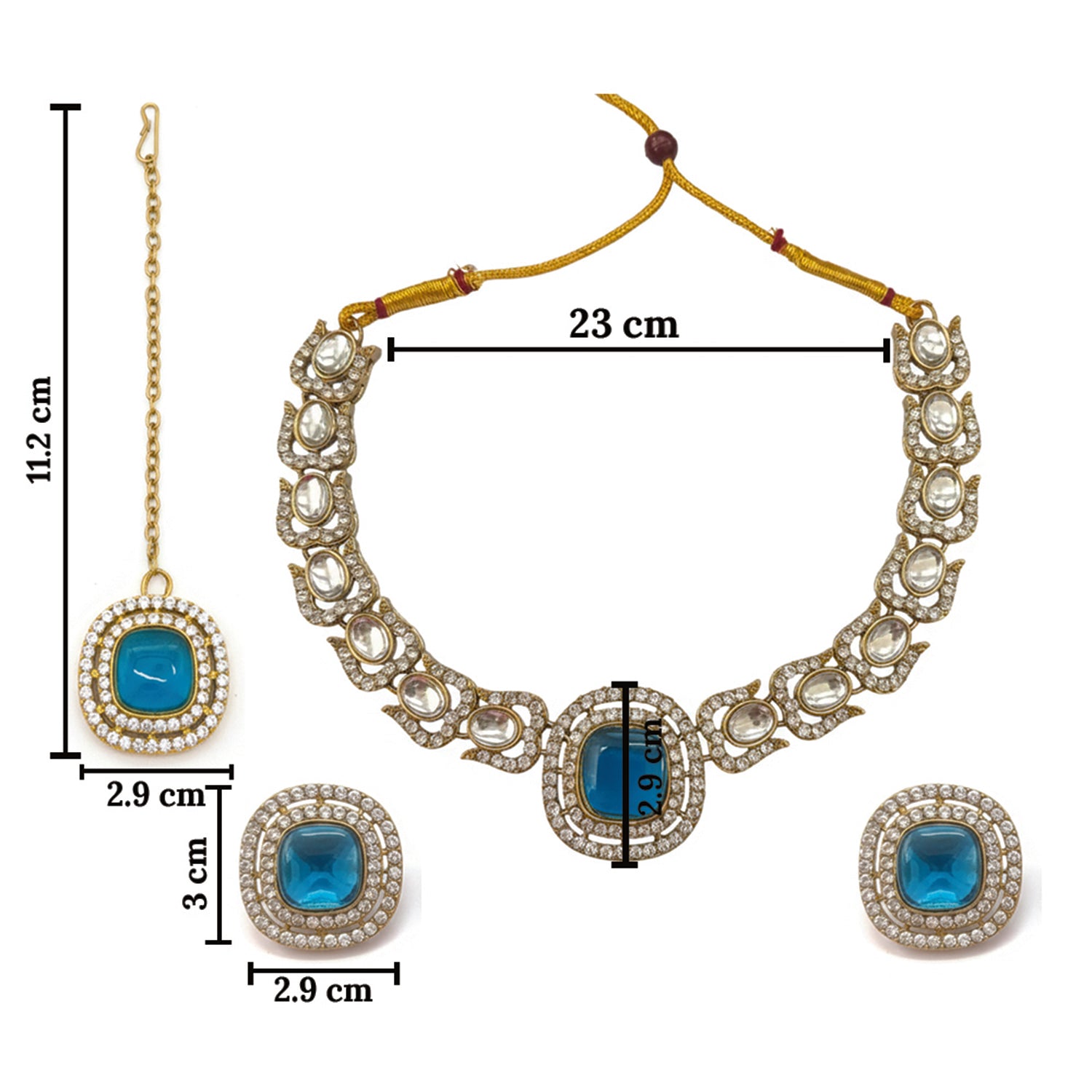 Rosalind-Montana Kundan-Style Gold-Tone Necklace Set with Maang Tikka