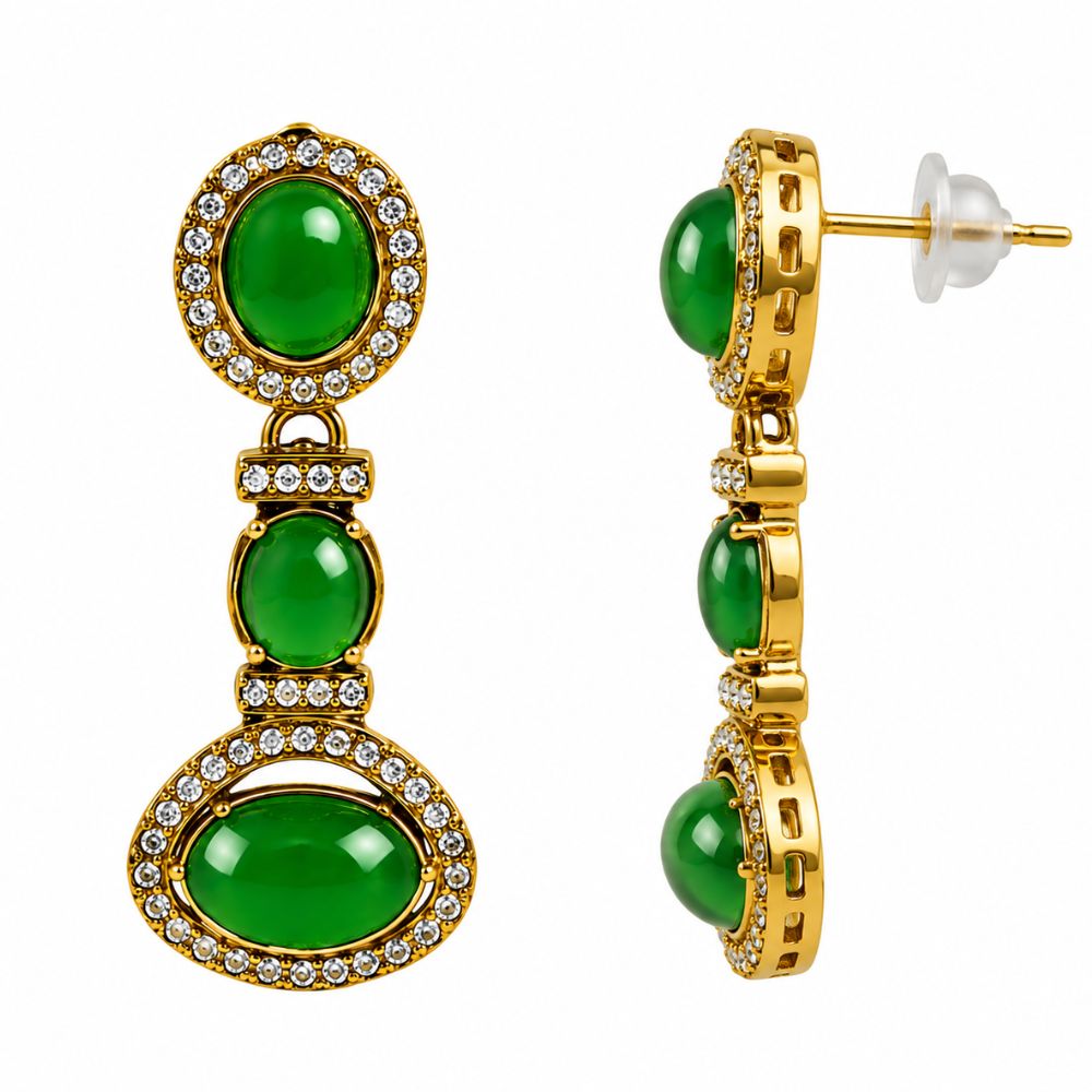 Aarvi -  Emerald Kundan Inspired Stone Necklace Set with Earrings