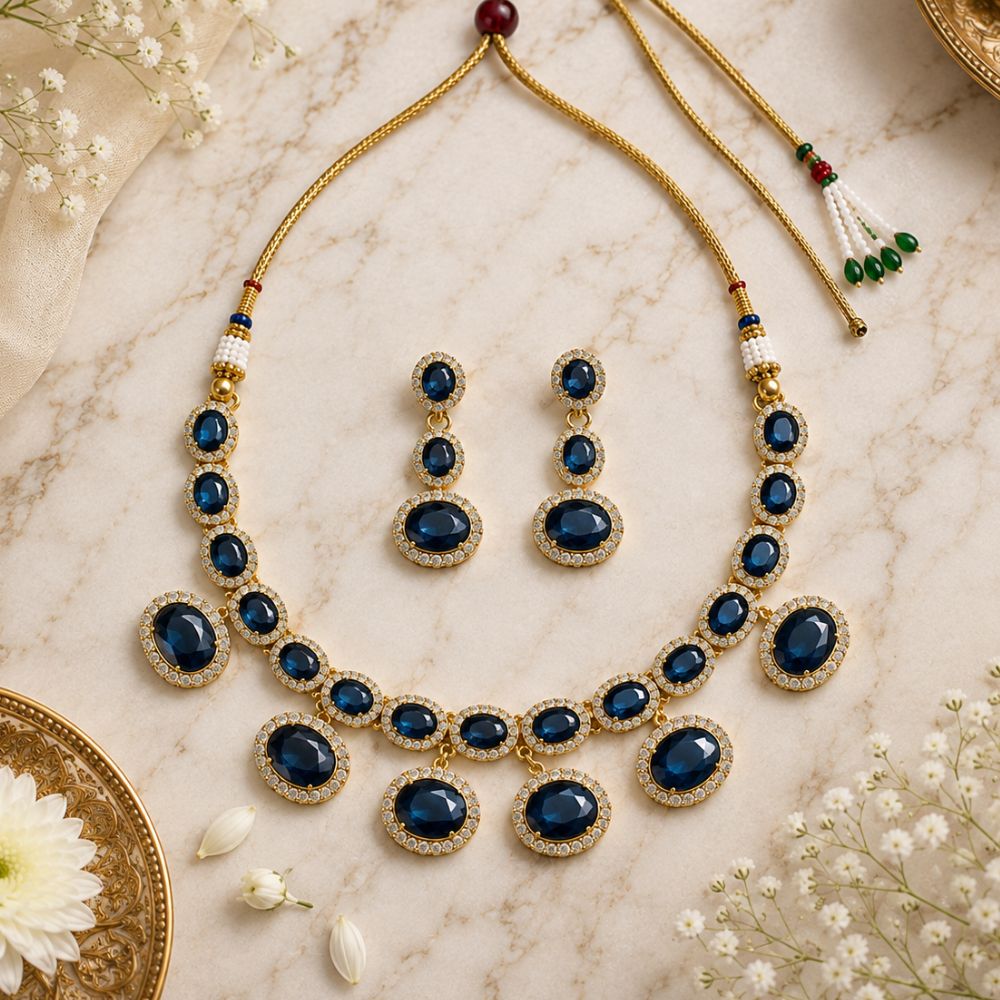 Aarvi -  Montana Kundan Inspired Stone Necklace Set