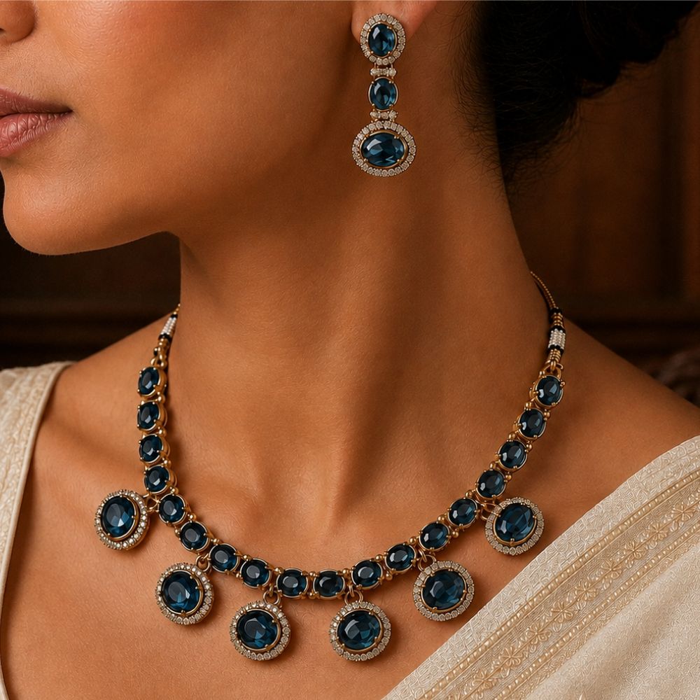 Aarvi -  Montana Kundan Inspired Stone Necklace Set