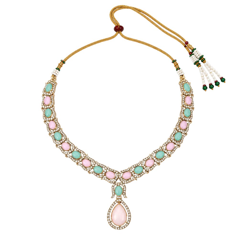 Kyara -   Multicolor Kundan Stone Necklace Set with Earrings