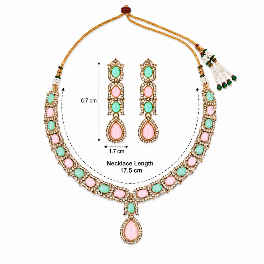 Kyara -   Multicolor Kundan Stone Necklace Set with Earrings