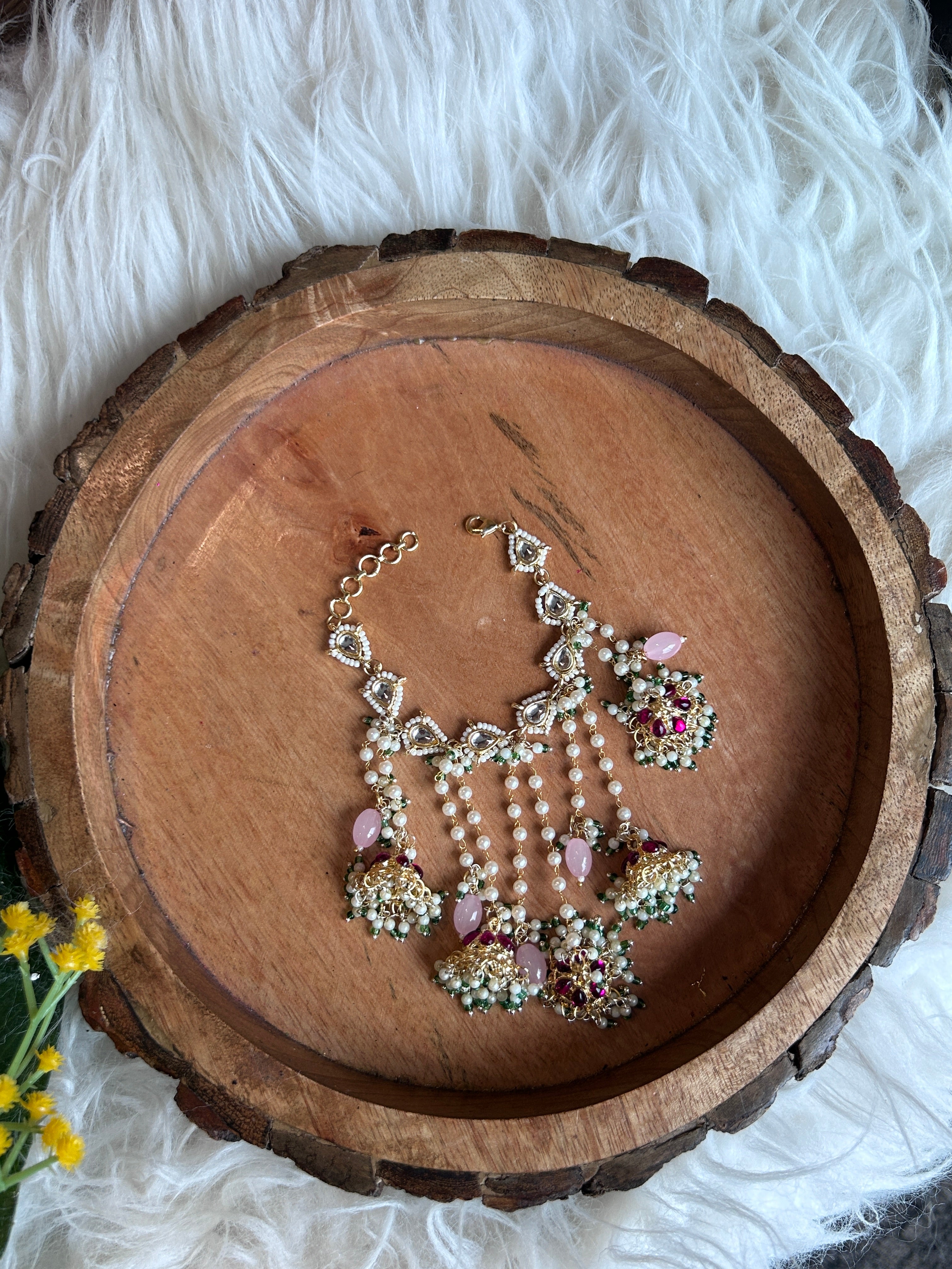 Kundan & Pearl Multi-String Bracelet