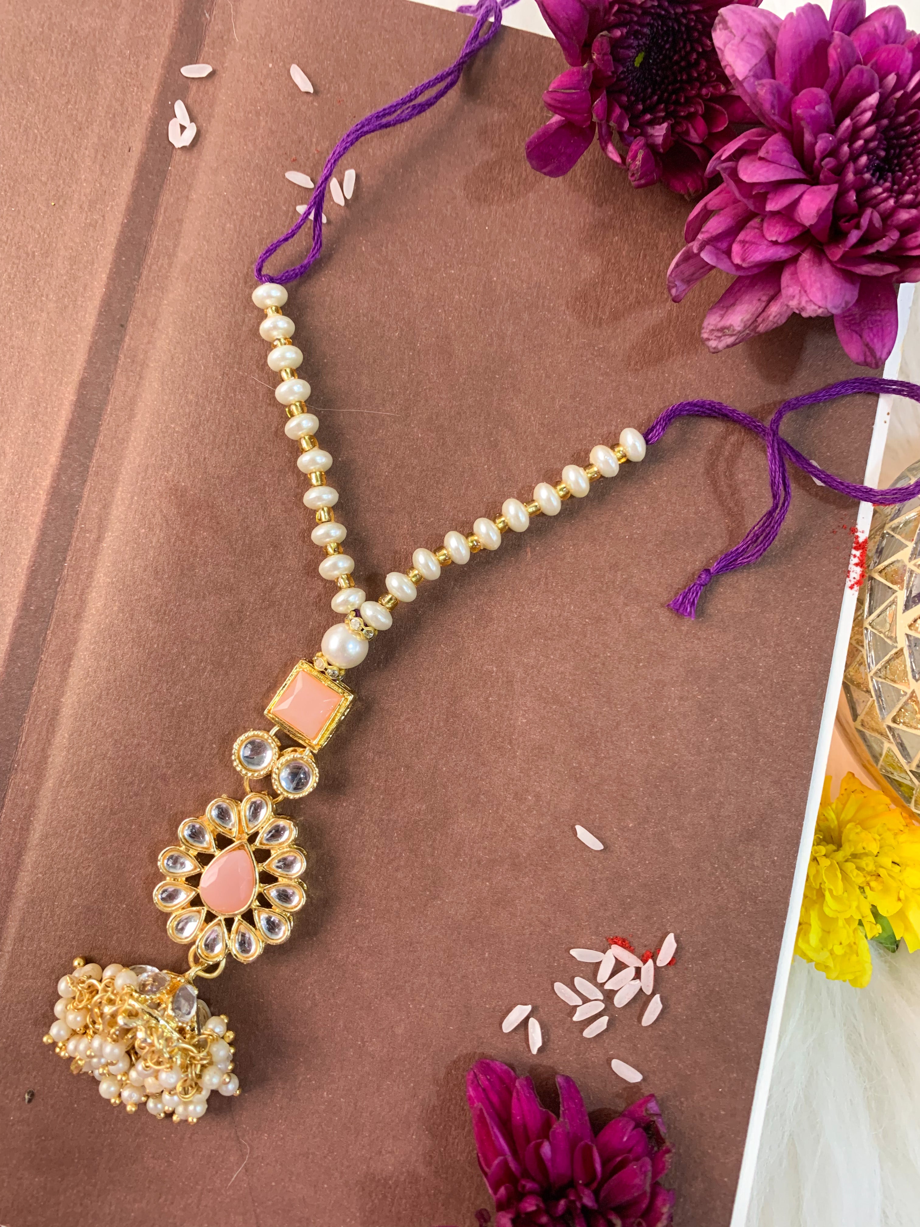 Alluring Pearl & Kundan Lumba Rakhi