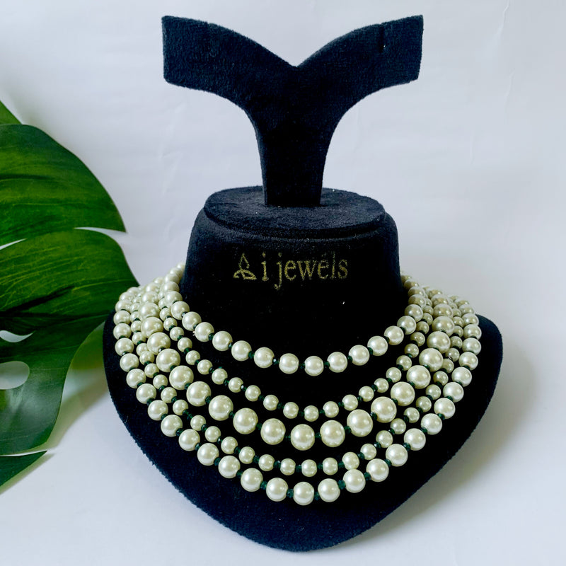 ISHA Green Pearl Necklace Set