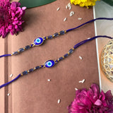 Evil Eye Shape Bhaiya Rakhi With Roli Chawal & Card (Pack of 2)