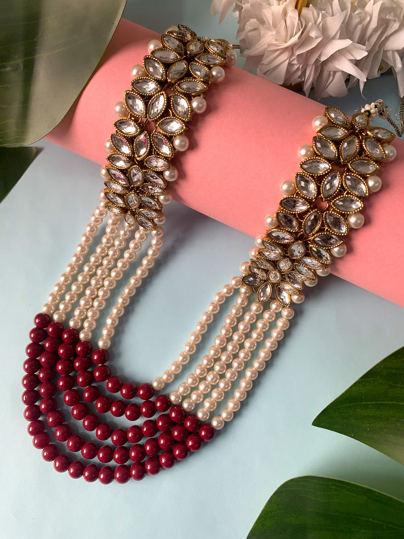 Abhishek Maroon Necklace