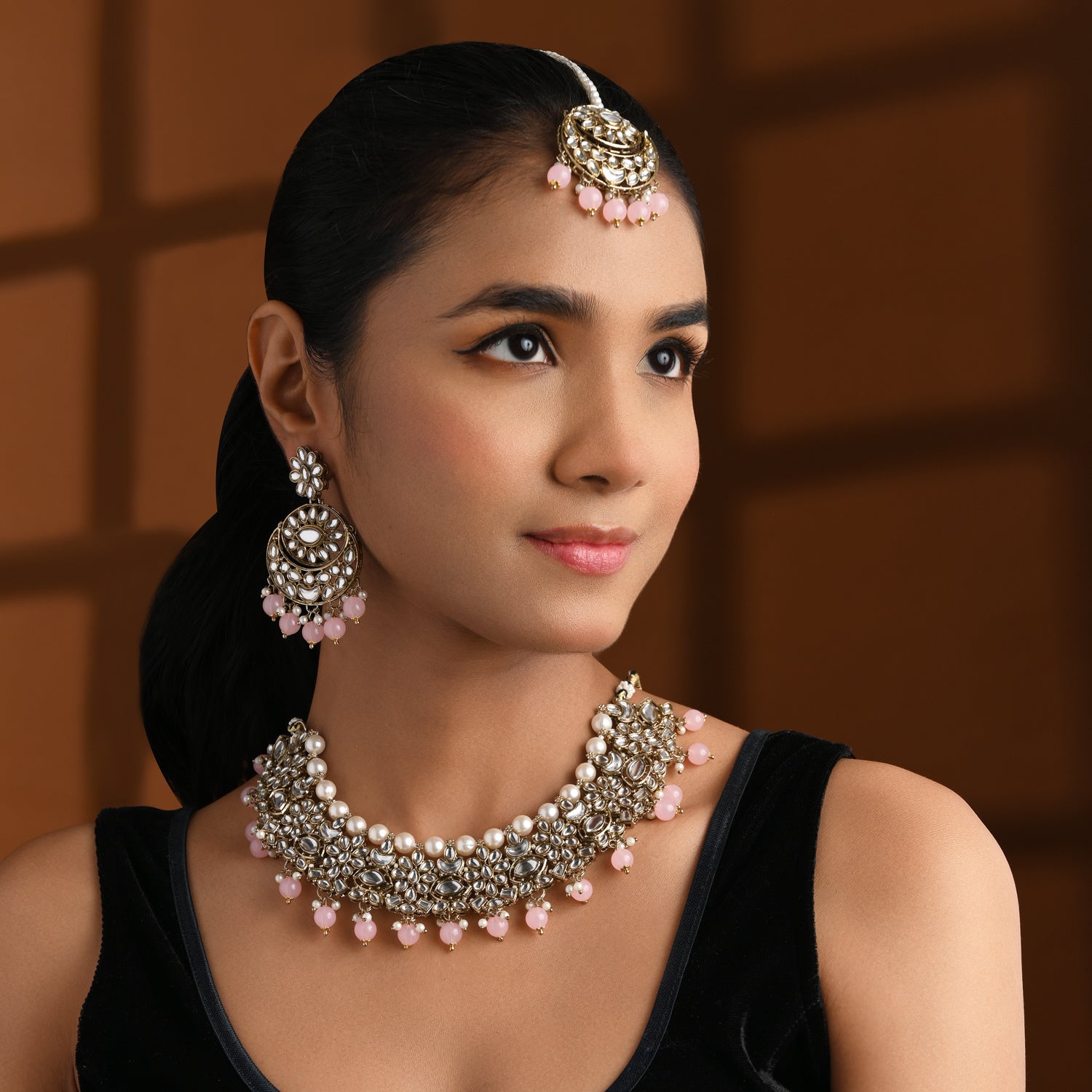 Kajal Pink Choker Set