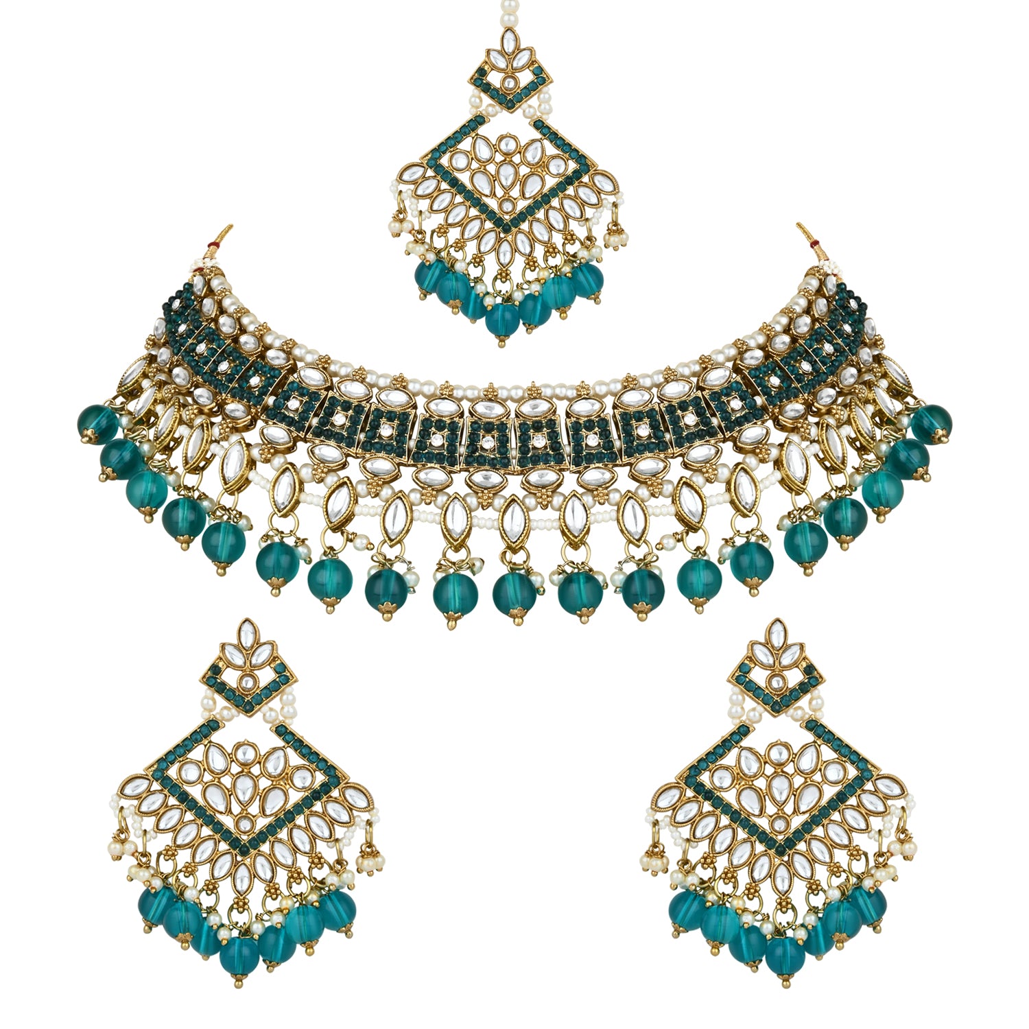 Reesha Peacock Green Choker Set