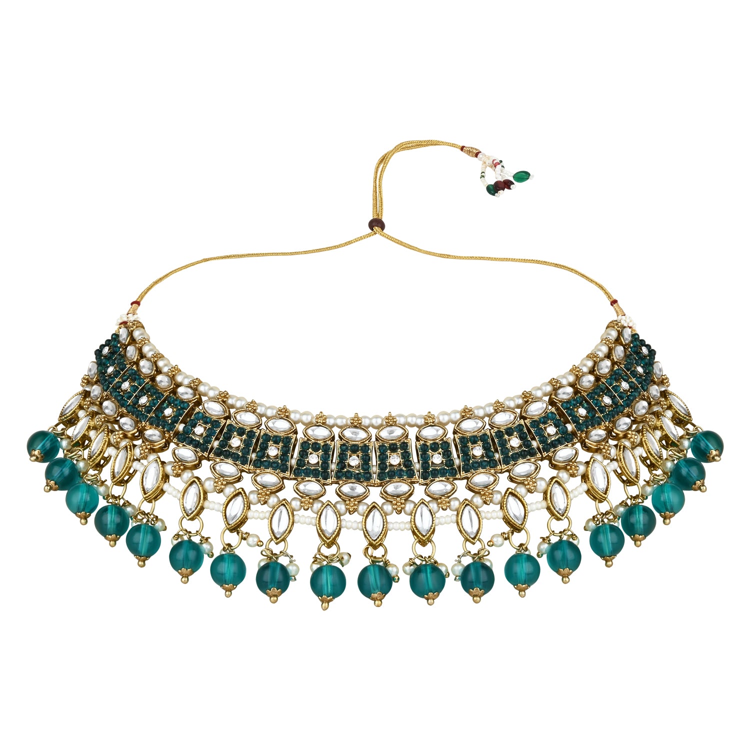 Reesha Peacock Green Choker Set