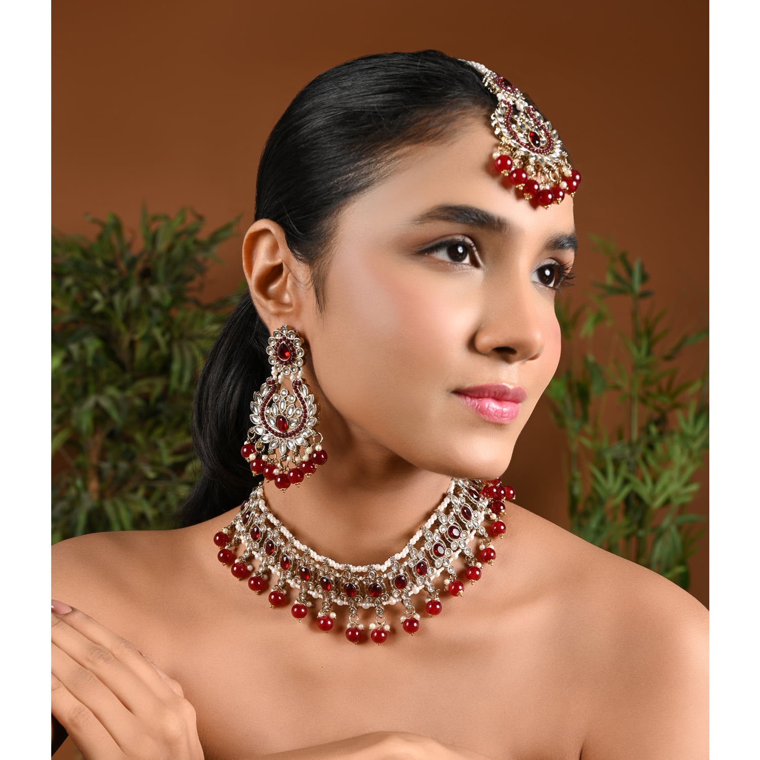 Shalina Maroon Choker Set