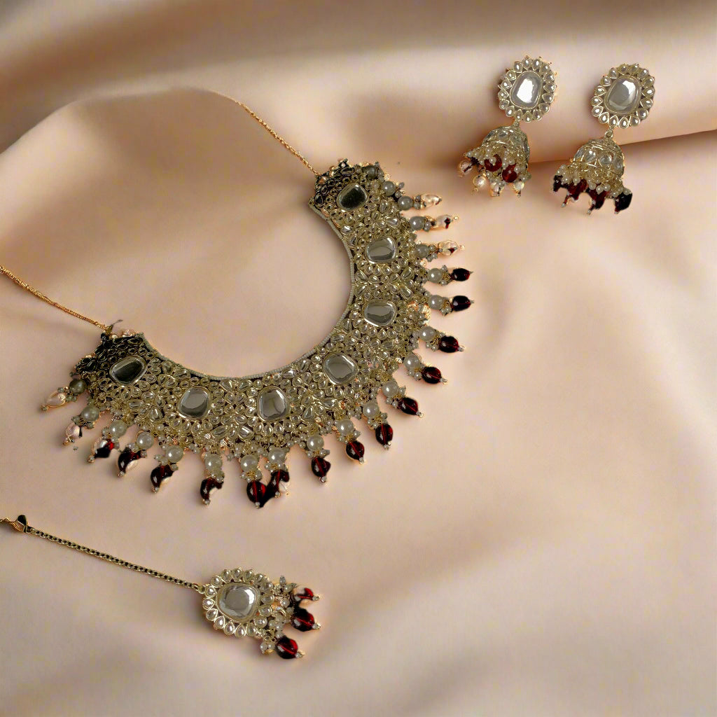 Lavishka Maroon Choker Set