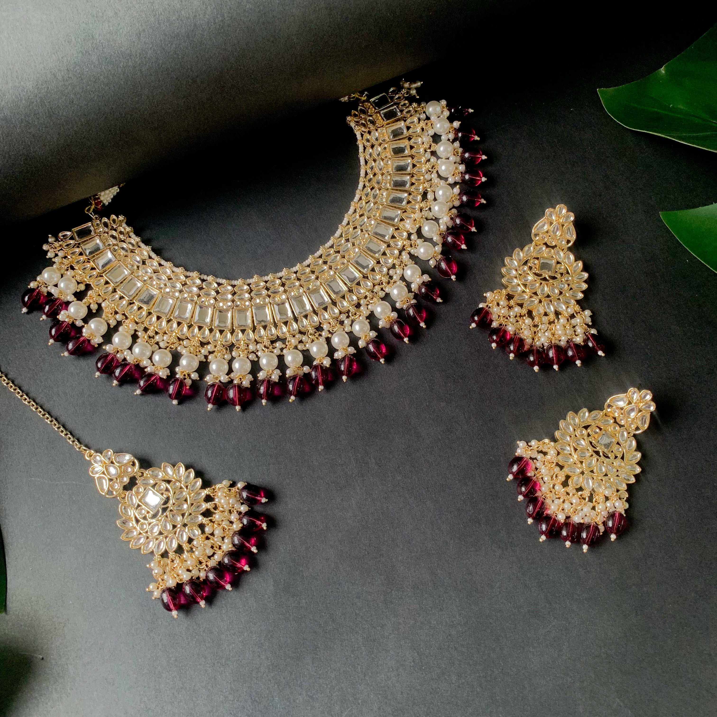Bhavini Maroon Choker