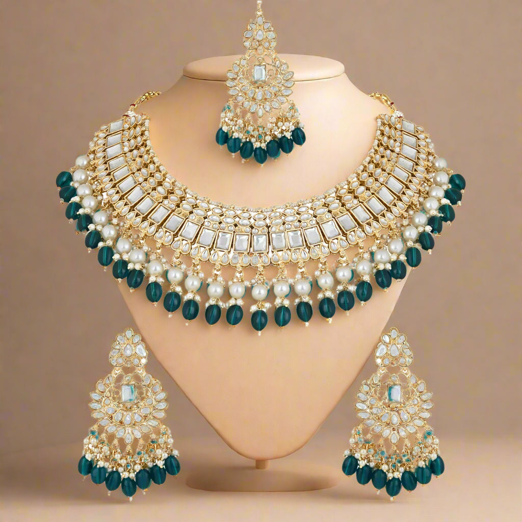 Bhavini Peacock  Green Choker Set