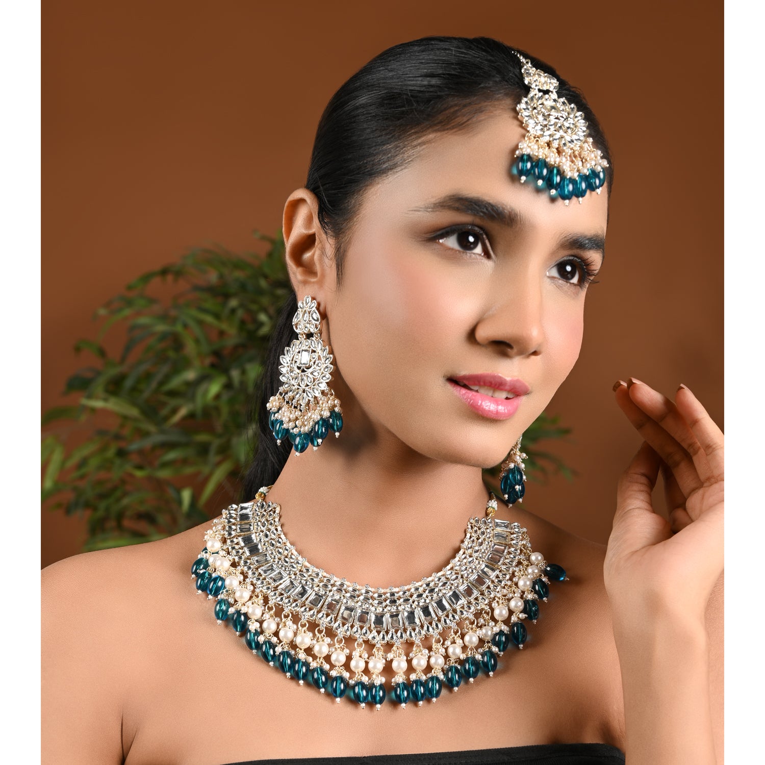 Bhavini Peacock  Green Choker Set