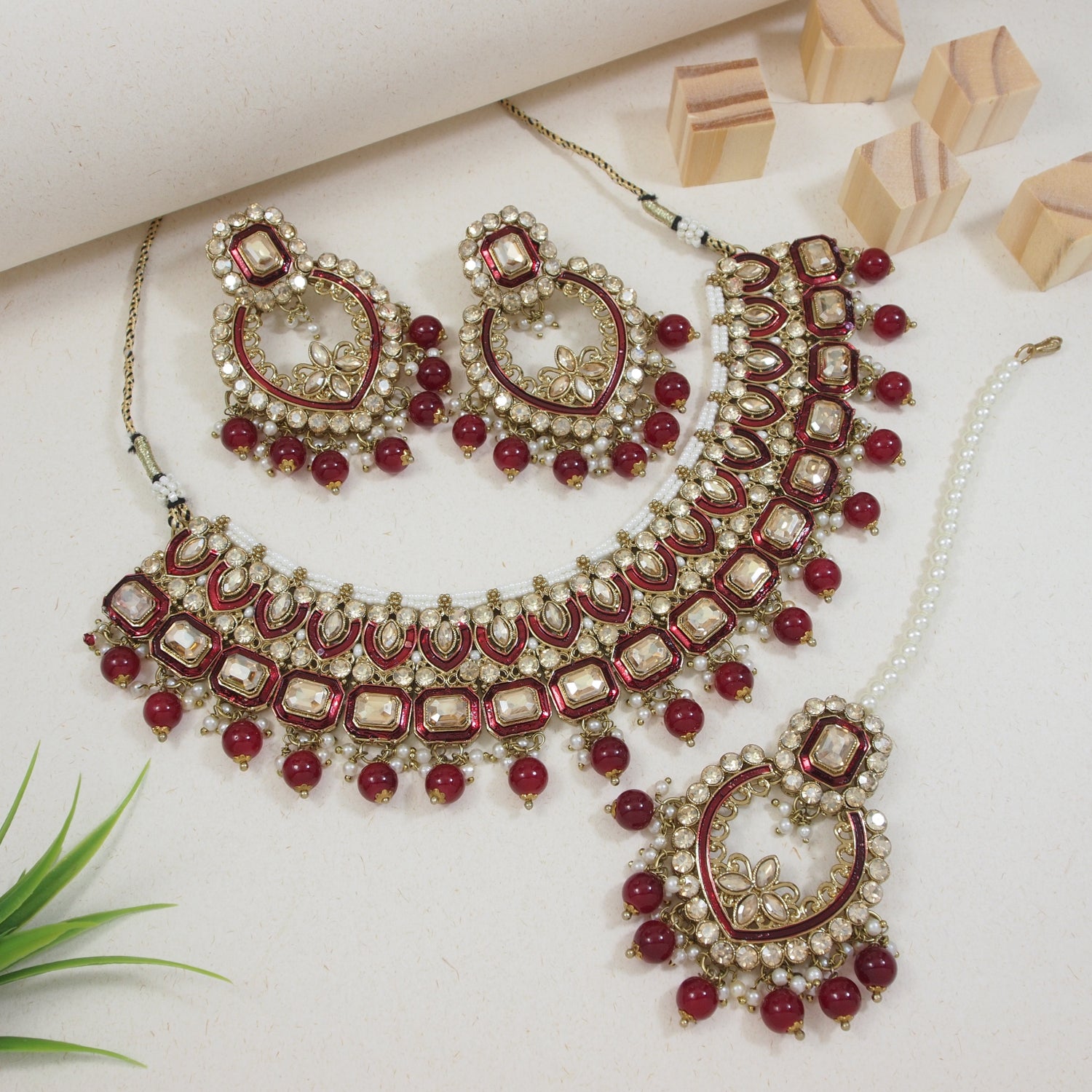 Fareeha Maroon Necklace Set