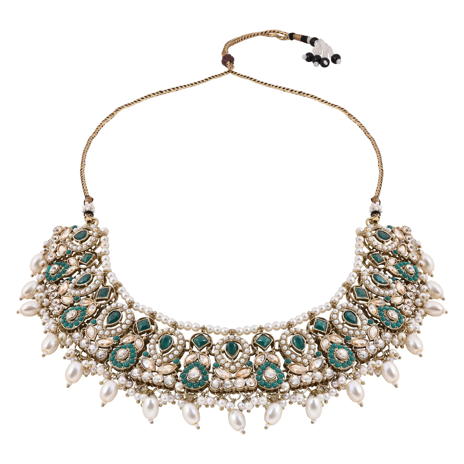 Taanya - Green Kundan Necklace Set
