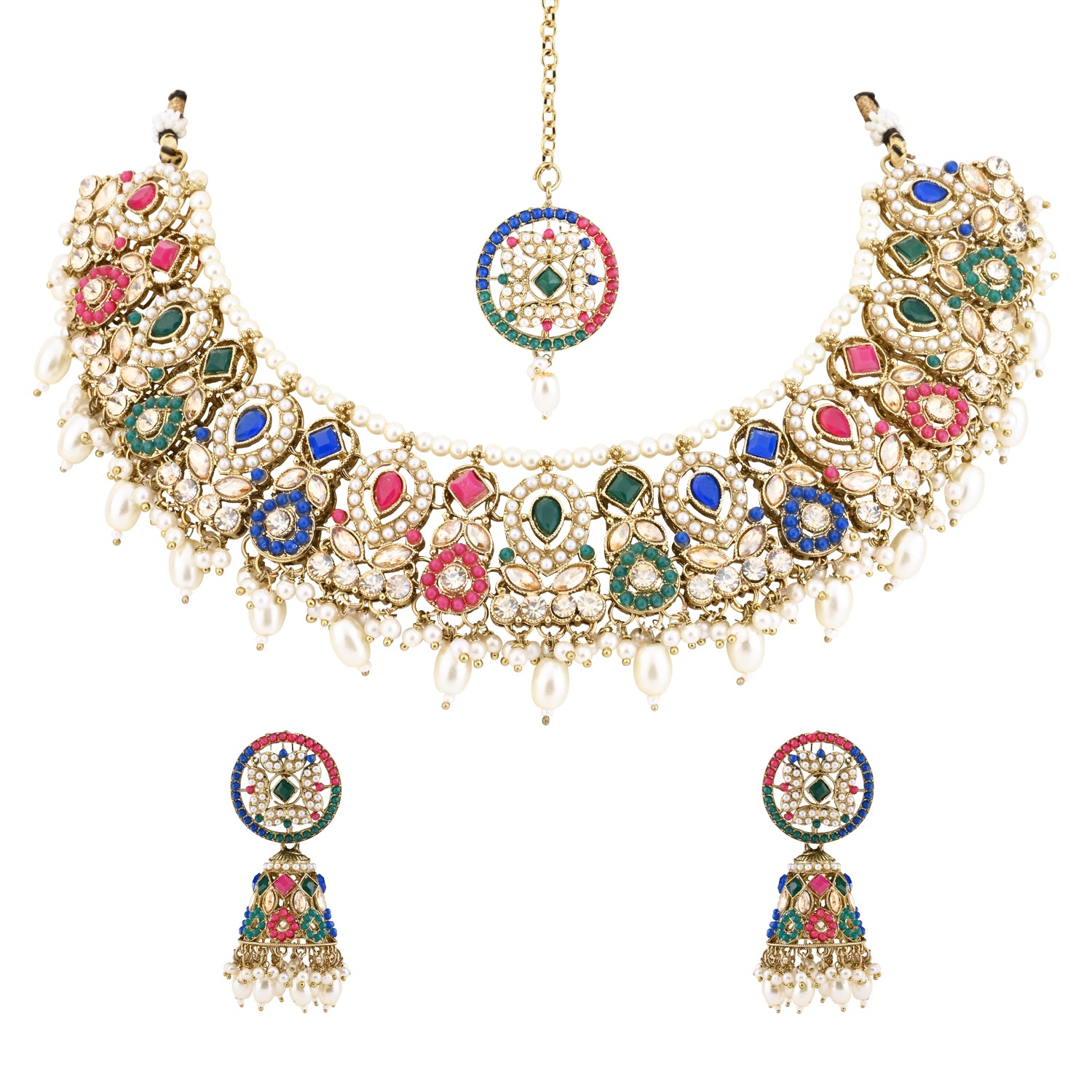 Taanya - Multicolor Kundan Necklace Set