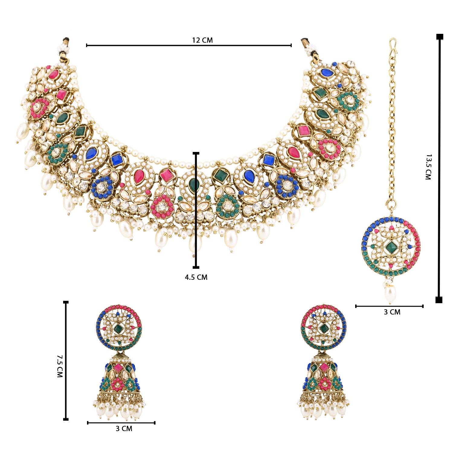 Taanya - Multicolor Kundan Necklace Set