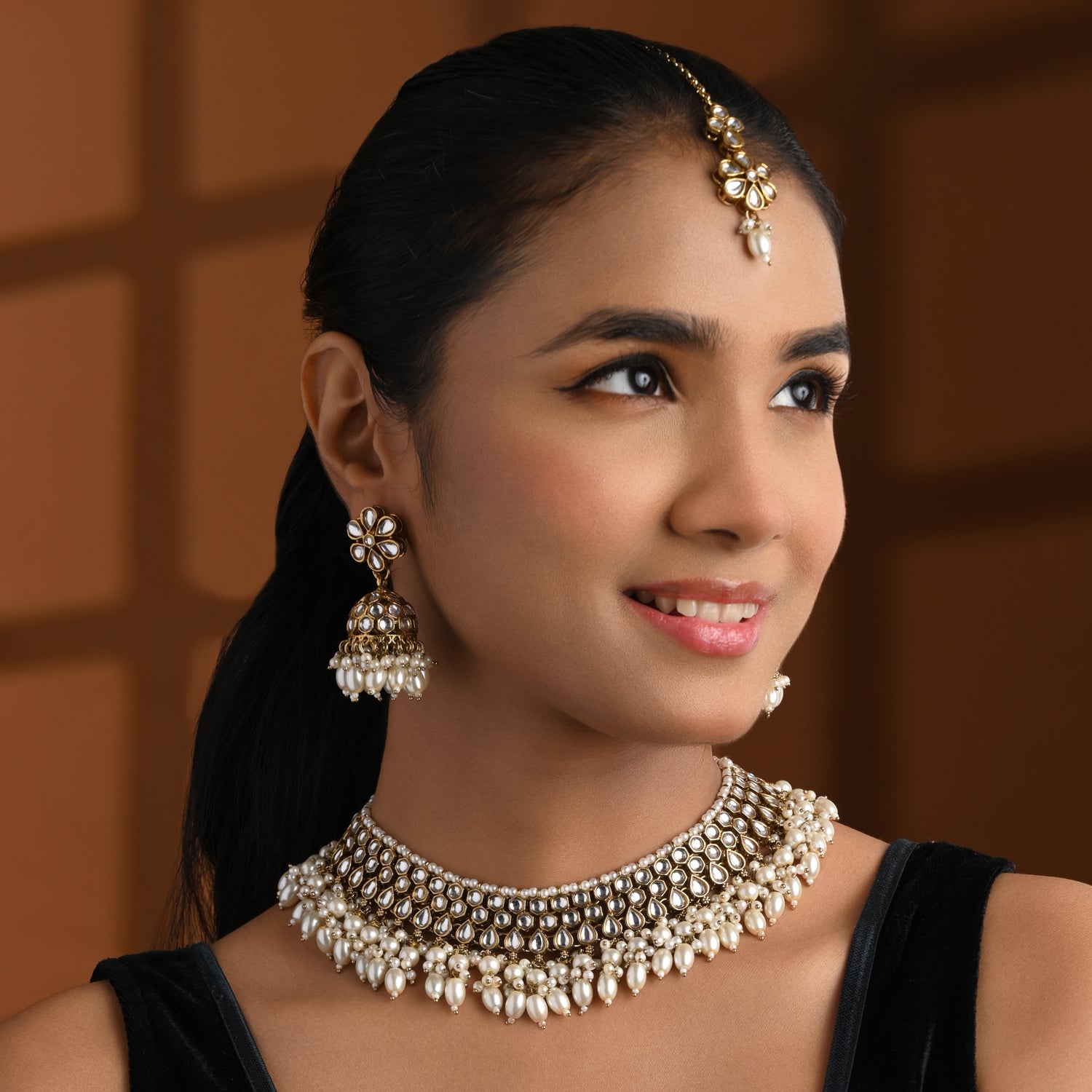 Dwiti -  White Kundan Necklace Set