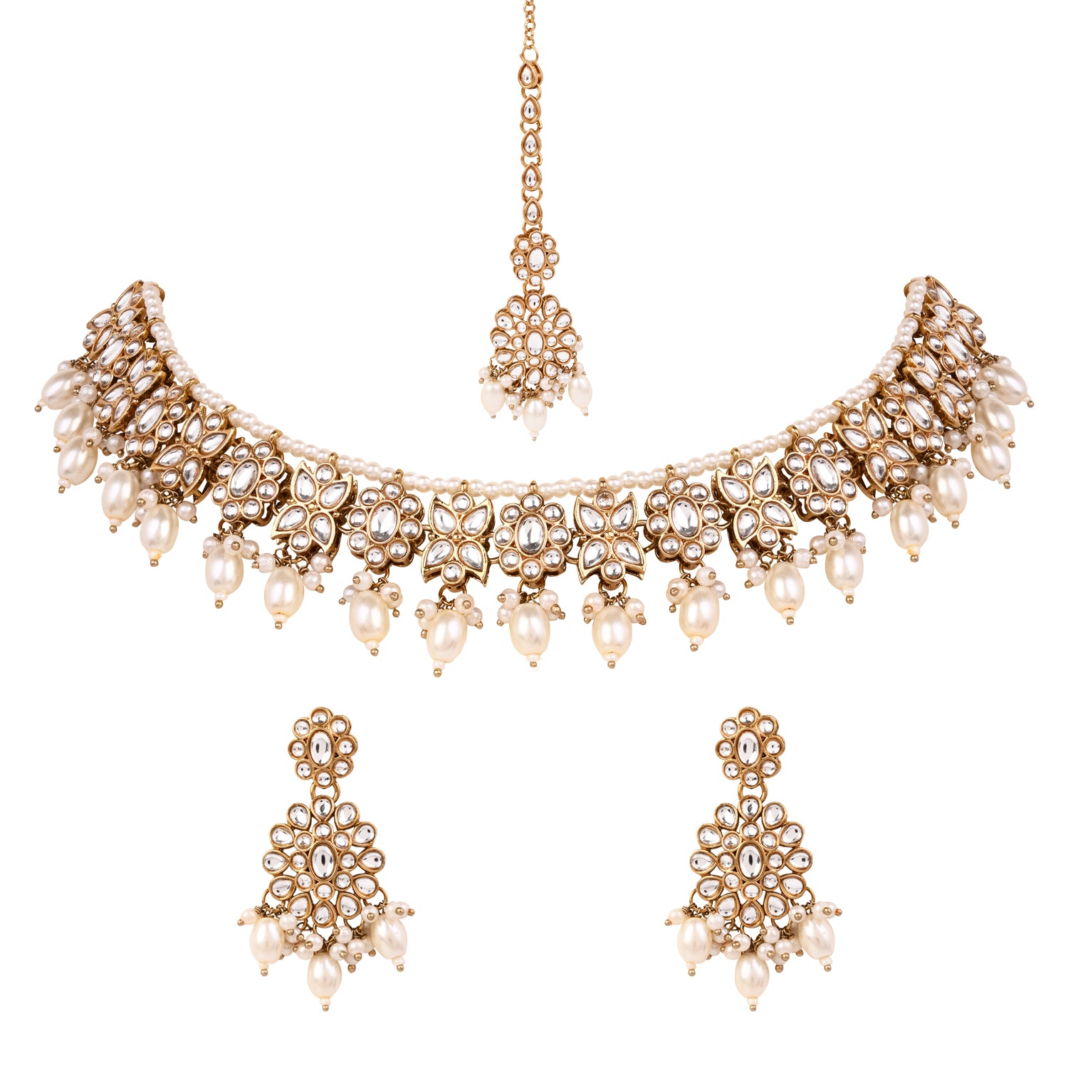 Nalisha -  White Kundan Necklace Set