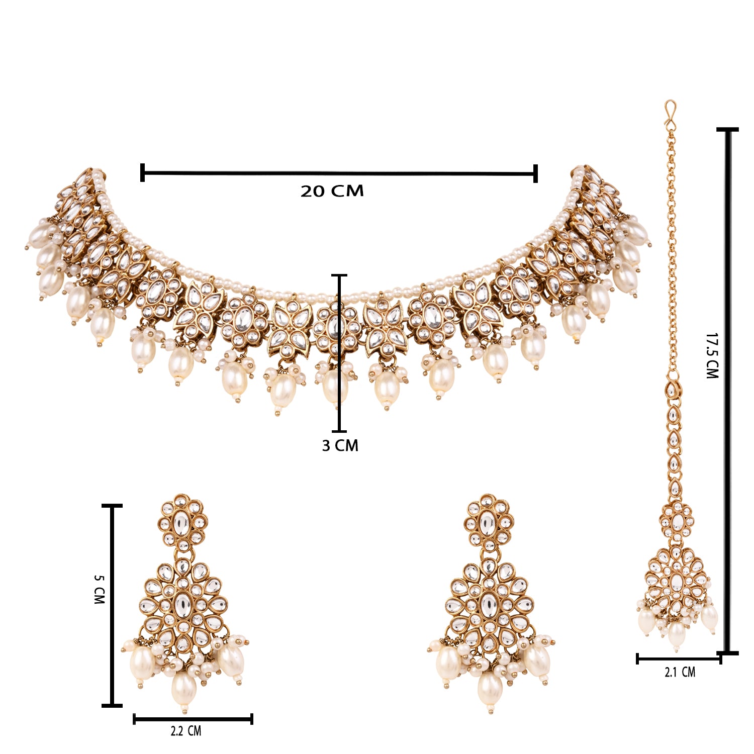 Nalisha -  White Kundan Necklace Set