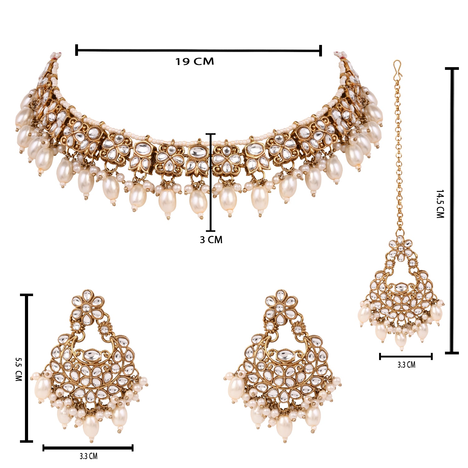 Nishika -  White Kundan Necklace Set