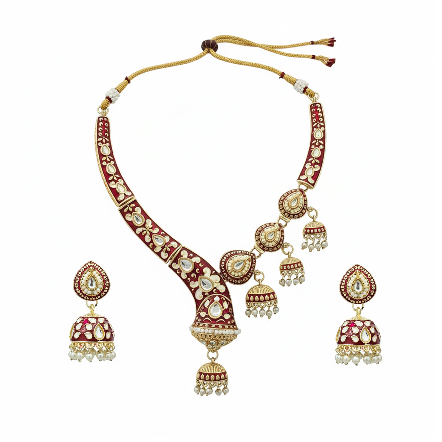 Alwar Maroon Set- Meenakari heritage touch.