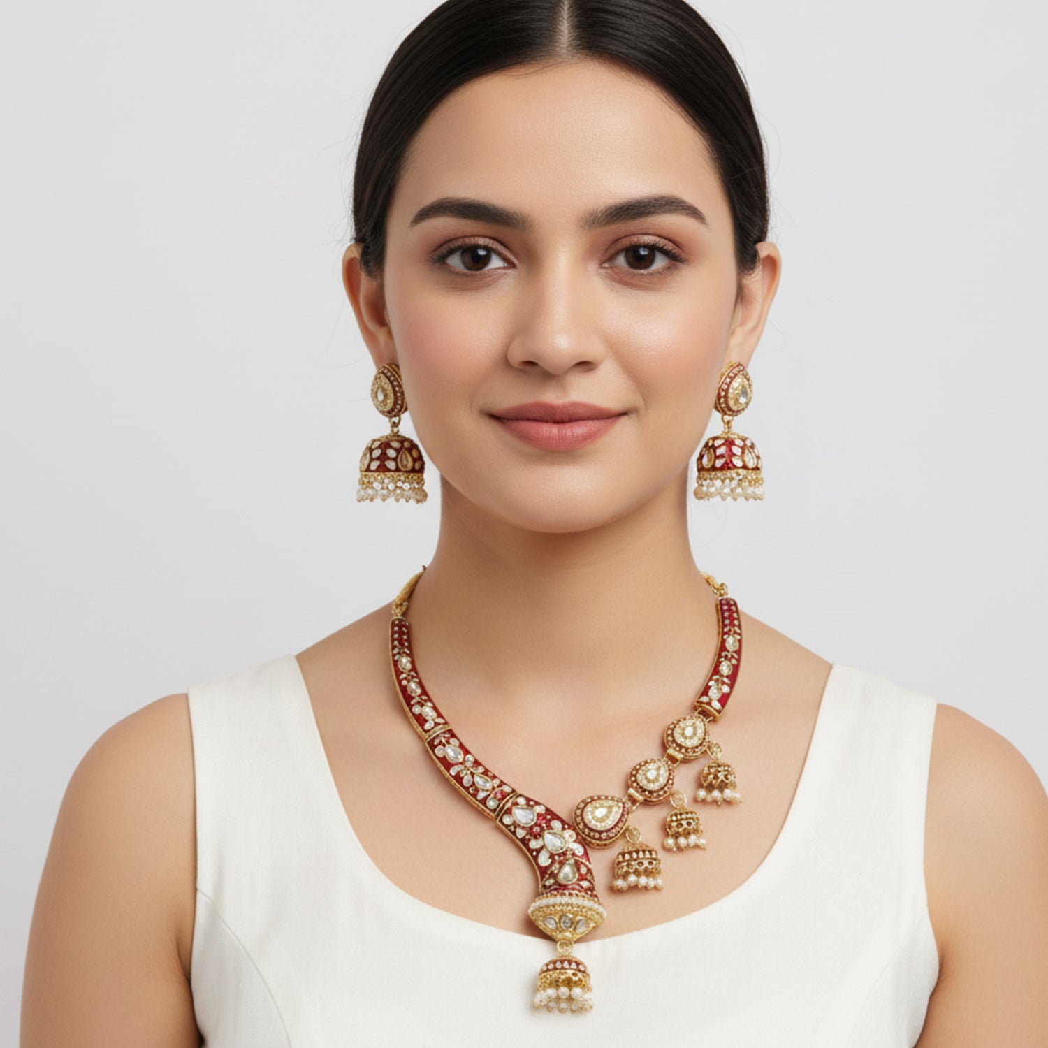 Alwar Maroon Set- Meenakari heritage touch.