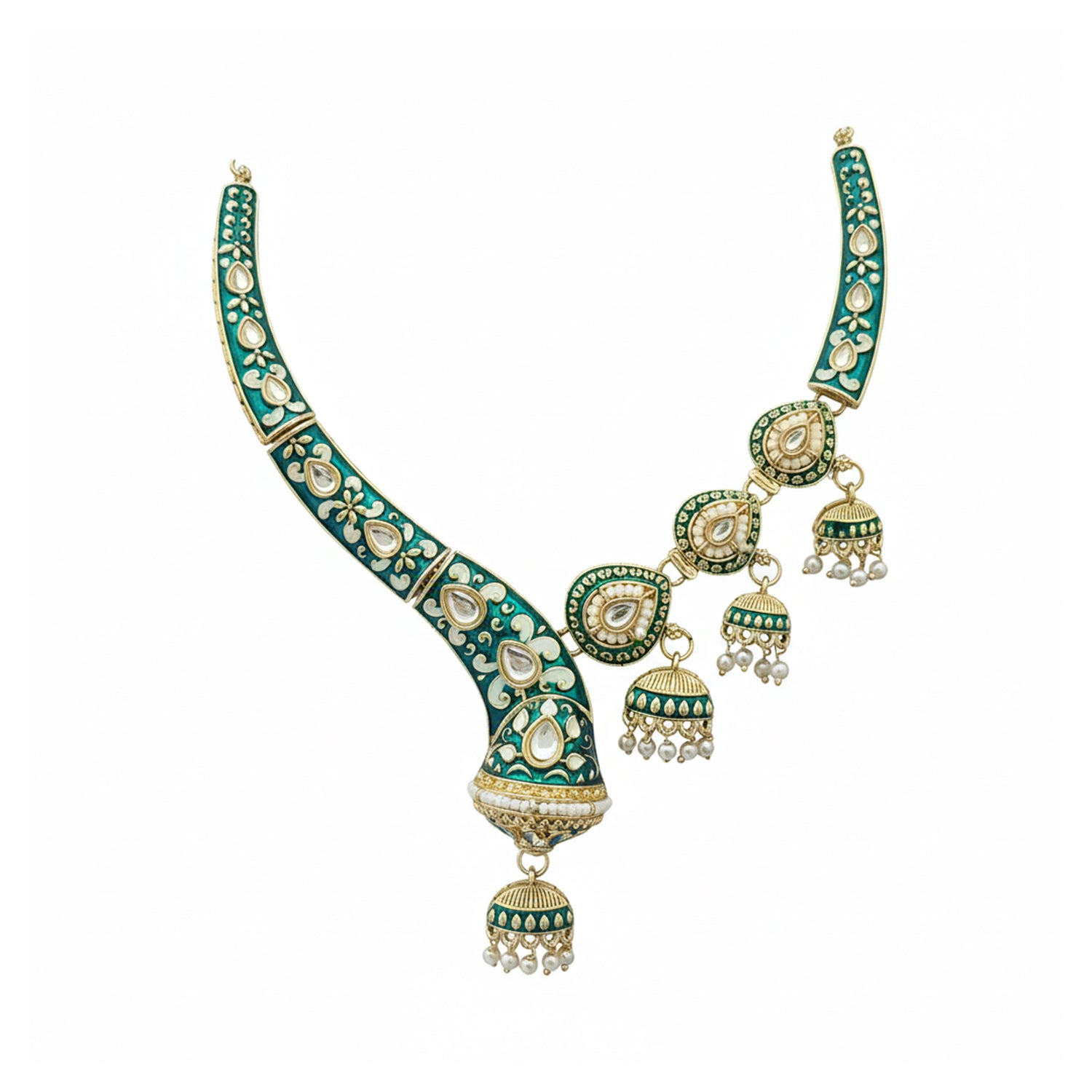 Alwar Peacock green Set- Meenakari heritage touch.