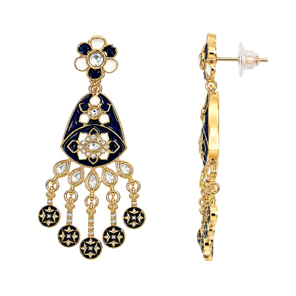 Arhita- Blue Meenakari Floral Statement Necklace Set with Matching Dangler Earrings for Women