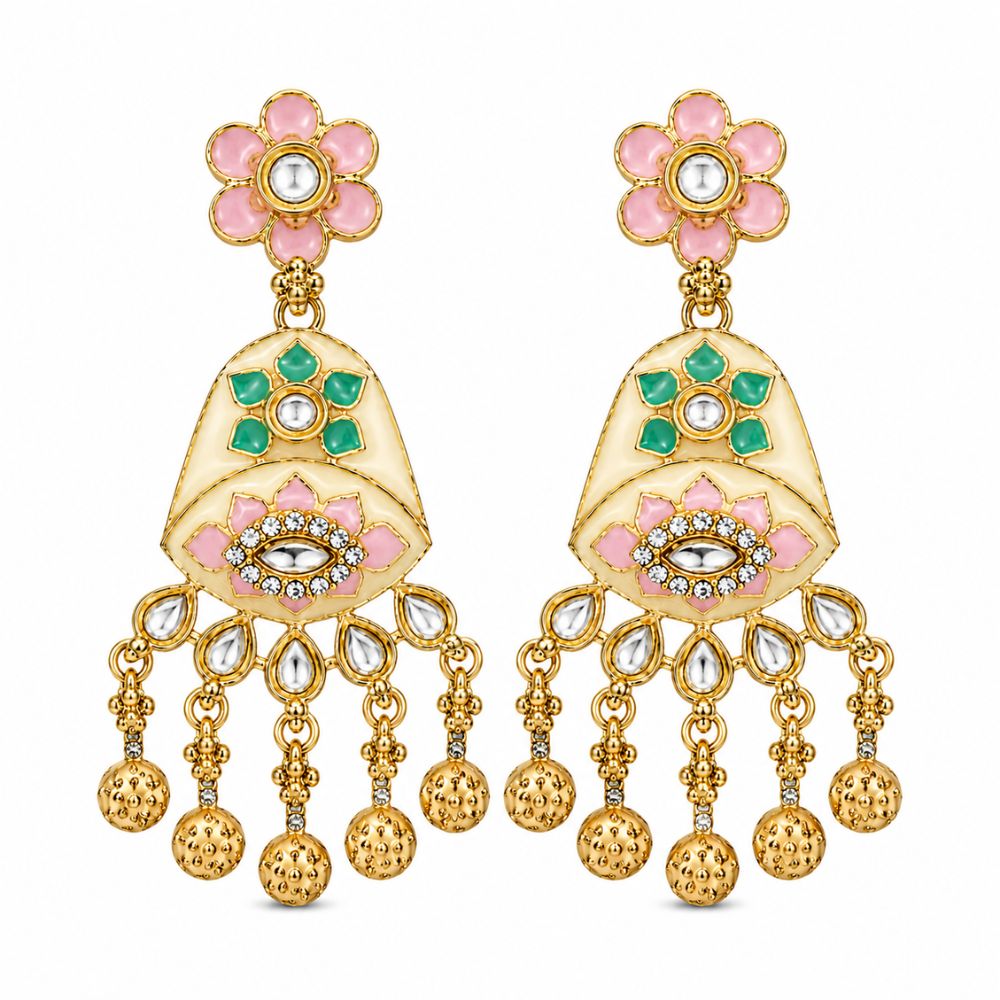 Arhita- Multicolour Meenakari Floral Statement Necklace Set with Matching Dangler Earrings for Women