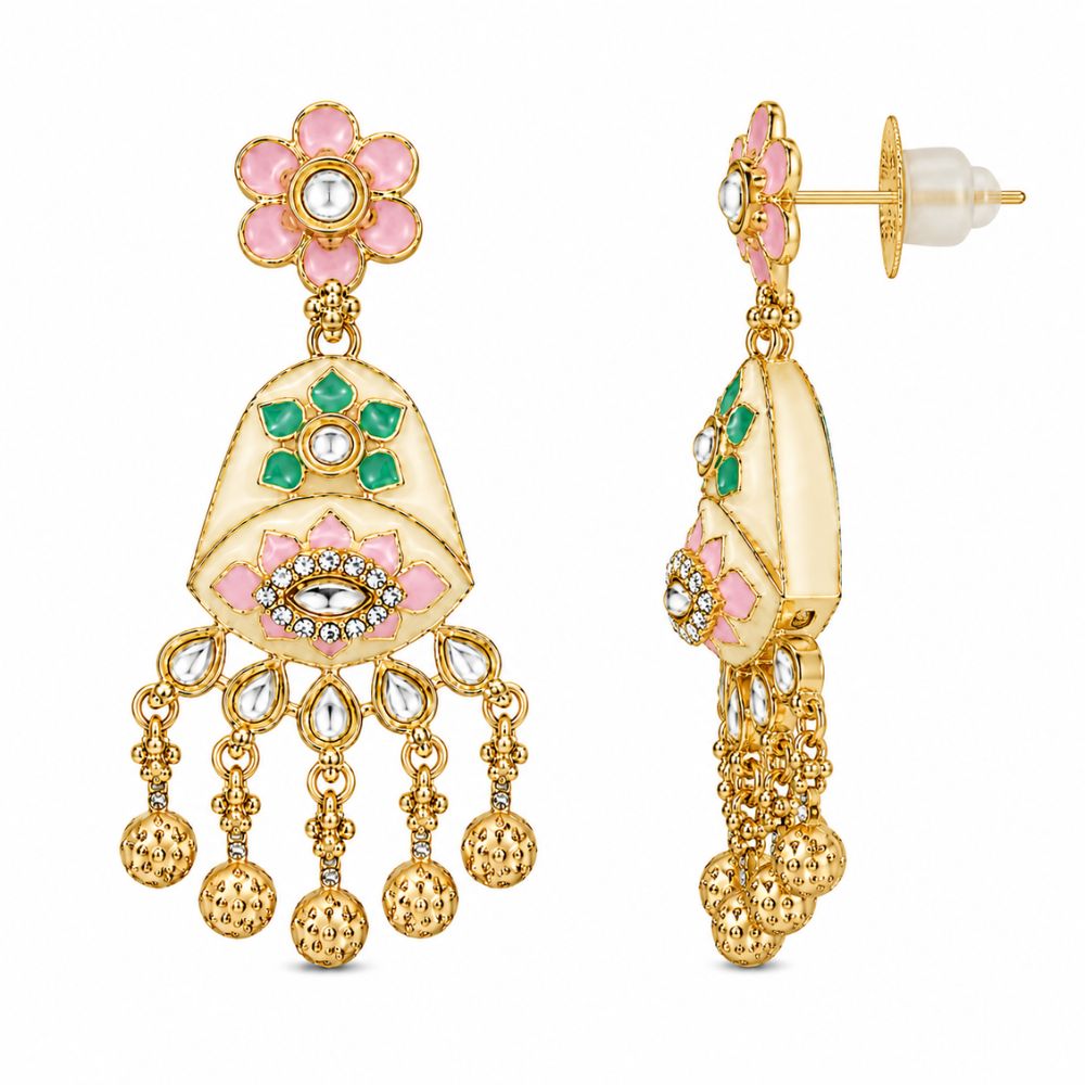 Arhita- Multicolour Meenakari Floral Statement Necklace Set with Matching Dangler Earrings for Women